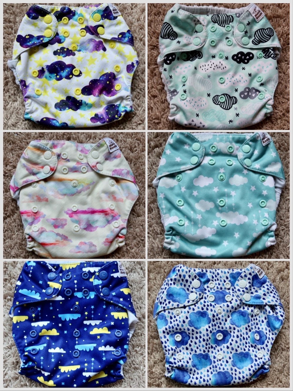 Reusable Kids Diaper Cover - Cloud & Galaxy Prints (Multi)